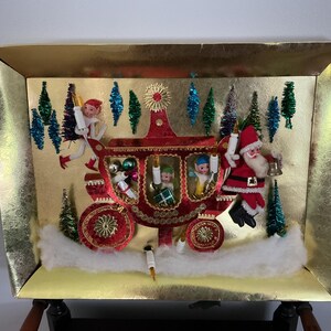 Mid Century Noma Pixie Elf Gold Framed Light Up Christmas Picture, Vintage Christmas, Christmas Decor