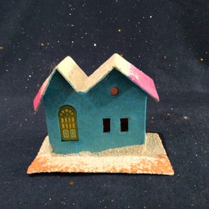 Lovely Vintage Mid-Century Cardboard Christmas Putz House, Made in Japan, Vintage Christmas