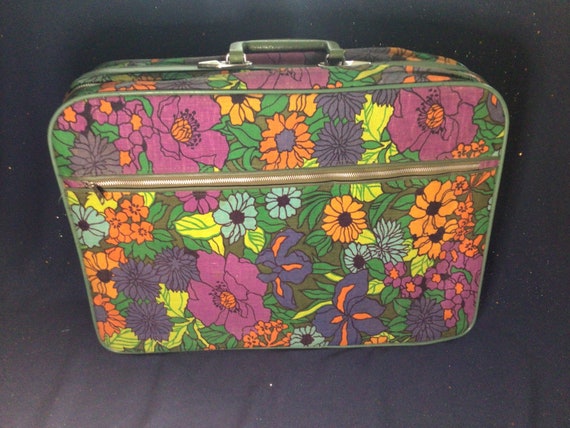 Retro 1960s Floral Suitcase - image 1