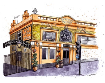 The Express Tavern Kew // Iconic London Pub // Original Watercolour Illustration // Travel Print