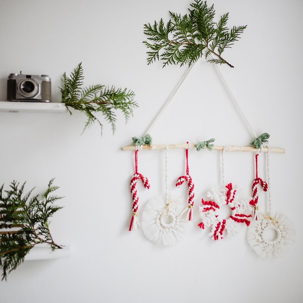 Christmas macrame garland, xmas wall hanging, cheerful decoration for kids room tapestry wall decor, gift for child, nursery room