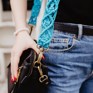 MACRAME BAG STRAP / turquoise / boho / crossbody bag belt for creative woman / gift for girl / macrame bag belt