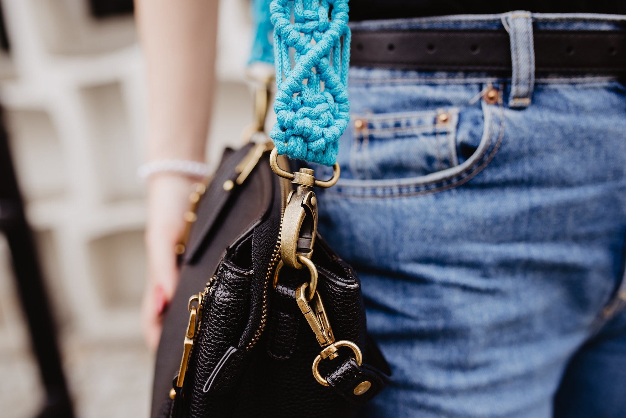 MACRAME BAG STRAP / Turquoise / Boho / Crossbody Bag Belt