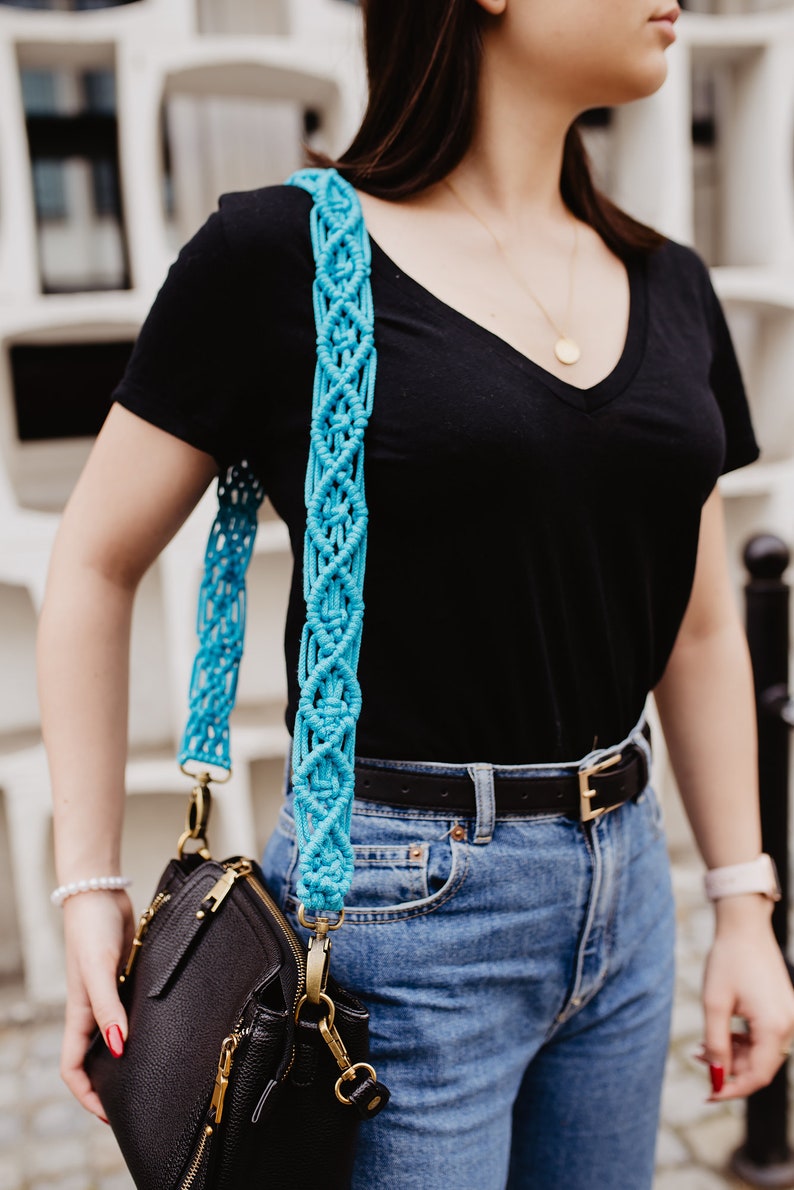 MACRAME BAG STRAP / Turquoise / Boho / Crossbody Bag Belt for Etsy