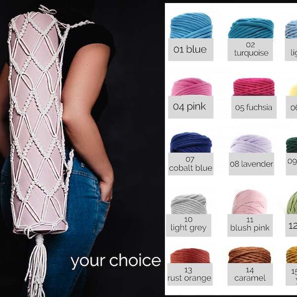 MACRAME MAT BAG / choose your fave color / Yoga bag, gym bag, sports bag, gift for yogi, yoga mat carrier, pilates bag, sport accessory