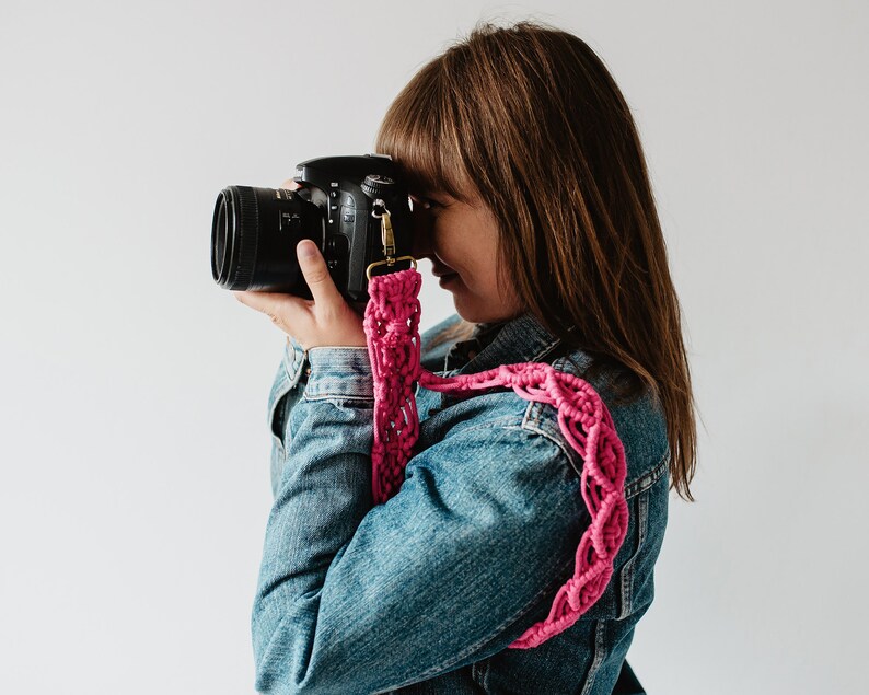 MACRAME CAMERA STRAP / Pink / Boho / Photography Strap for Etsy