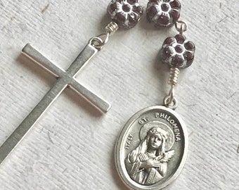 Saint Philomena Chaplet / Trinity Beads / Hail Mary Beads / Three Bead Rosary / Patron Saint of Babies / Christian / Holy Gift / Devotional