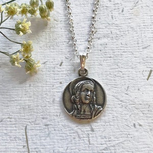 Mary Magdalene and Guardian Angel Sterling Silver Necklace