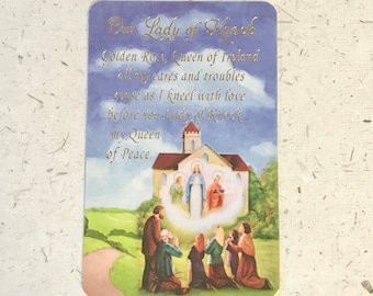 Our Lady of Knock Prayer Card / Our Lady of Peace / Virgin Mary / Ireland / Marian Apparition