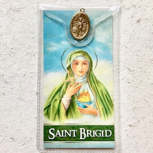 Médaille de Sainte Brigitte et carte de prière/Sainte Brigid/Sainte Brigitte/Sainte celtique