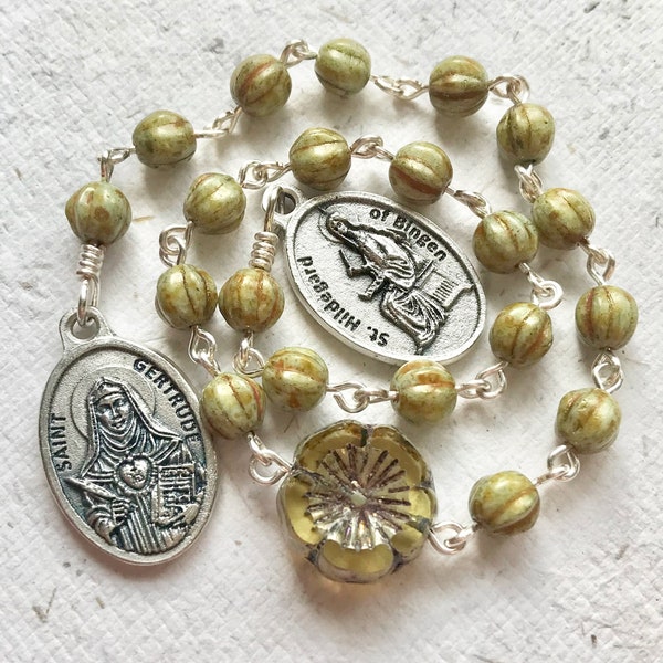 Medieval Mystics - St Hildegard of Bingen and St Gertrude the Great Rosary / 20 Bead Chaplet / Patron Saint / Ave Maria / Divine Inspiration