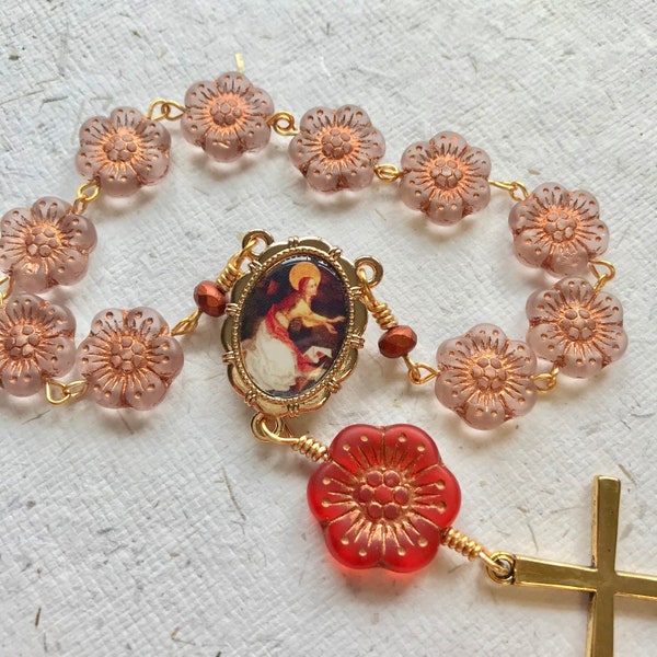 Sacred Flower Mary Magdalene Single Decade Chaplet / Floriography / Language of Flowers / Herbalist Chaplet / Holy Flower / Female Apostle