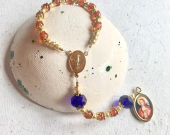 Mary Magdalene Holy Spirit Chaplet / Single Decade Rosary. Carnelian Prayer Beads, Chanting, Ave Maria