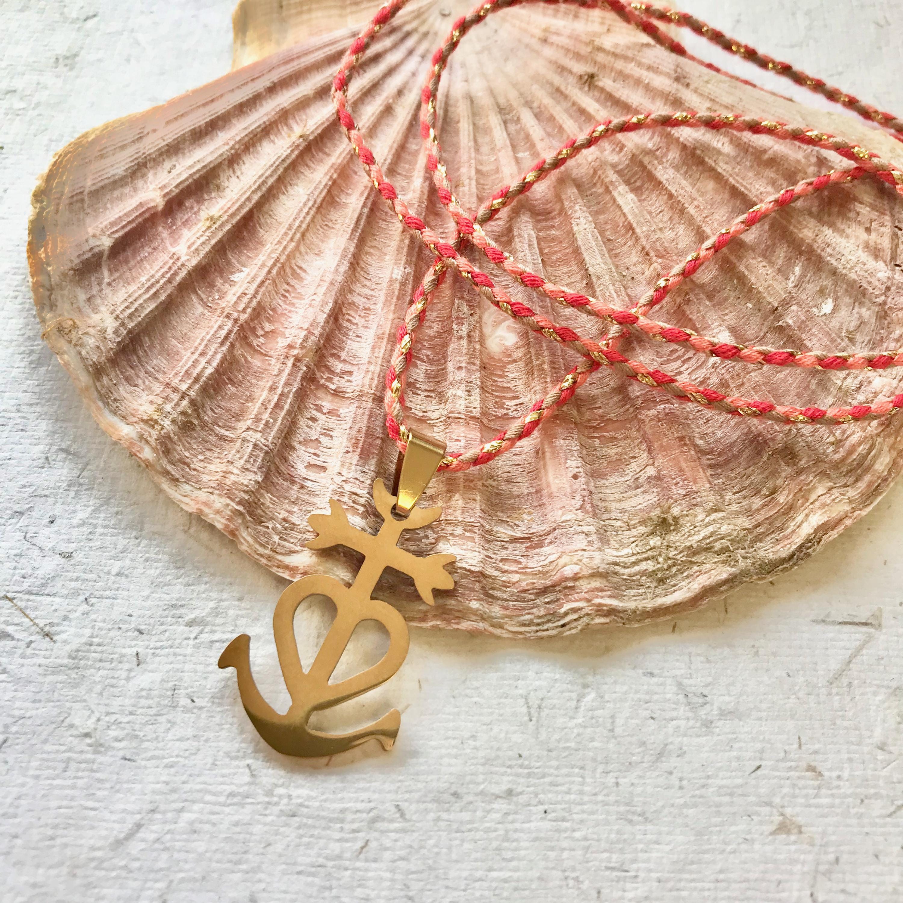 Mary Magdalene Camargue Cross Necklace Gold Plated / Marie