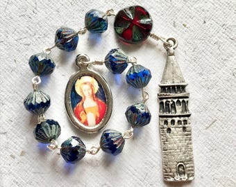 Mary Magdalene Templar Tower of the Flock Single Decade Rosary: 10 Bead Chaplet, Marie Madeleine, Magdalena, Ave Beads