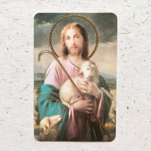 Le Bon Pasteur / Carte de prière Psaume 23 / Jésus / Saint-Père / Chant des psaumes / Chrétien / Notre Seigneur / Cieux / Dévotion / Pape