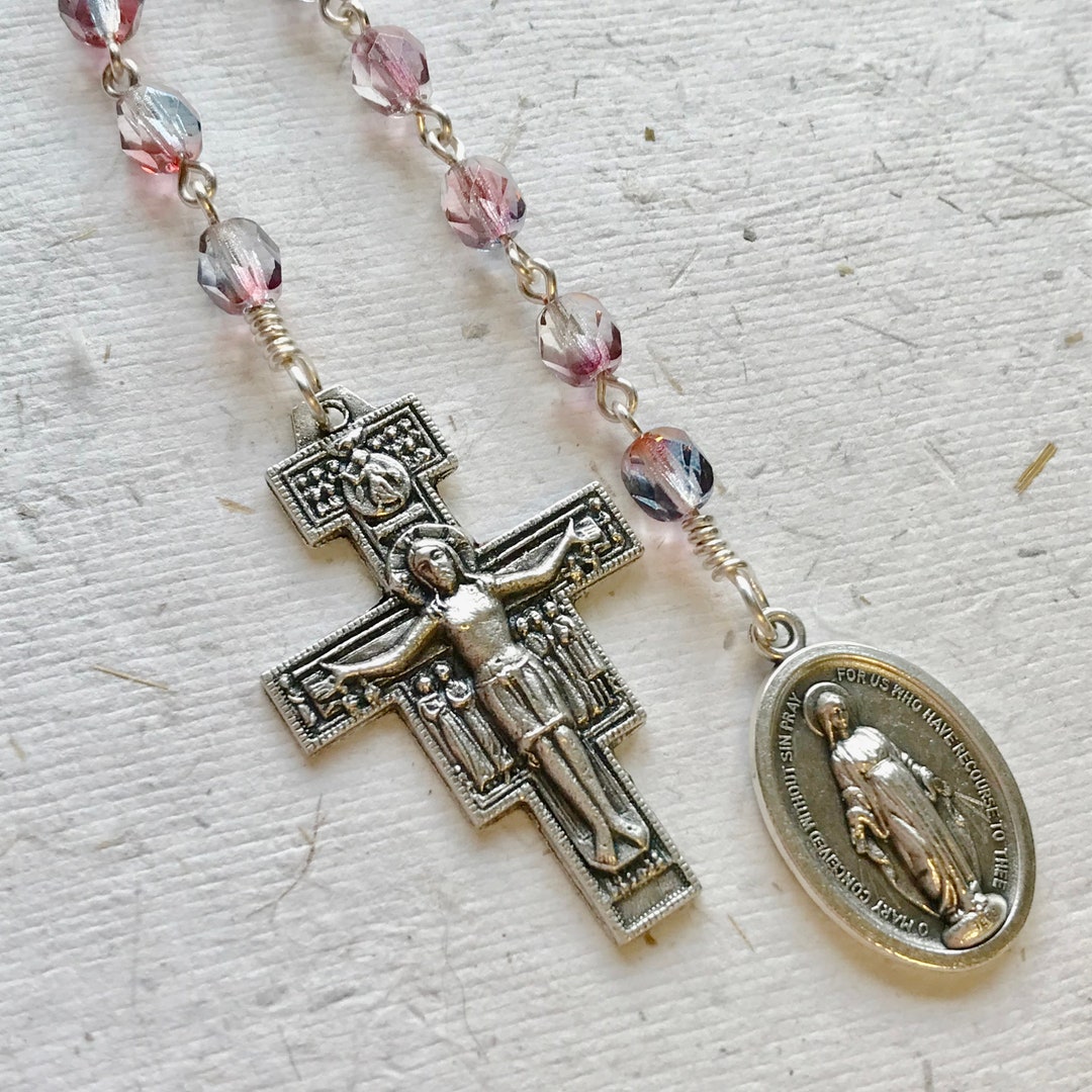 Our Lady of the Miraculous Medal and San Damiano Crucifix Single Decade Chaplet / 10 Bead / Our
