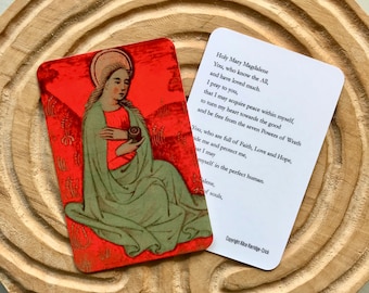 Mary Magdalene Prayer Card / Illuminated Manuscript