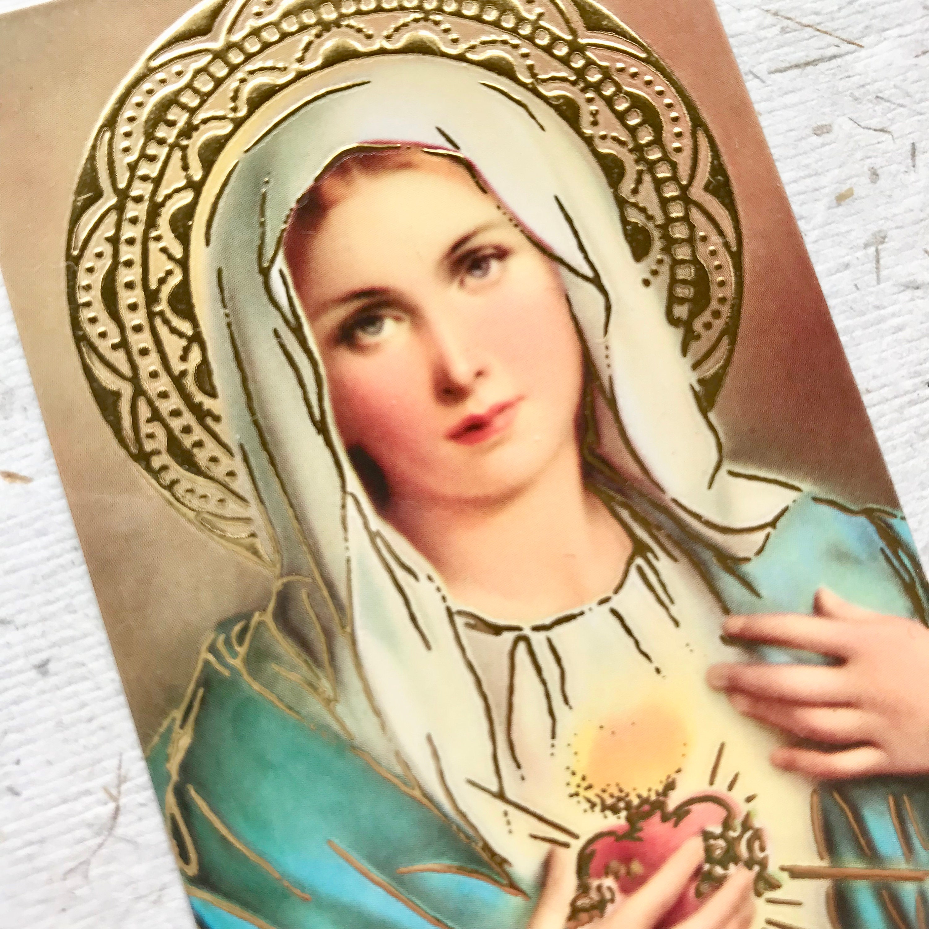 Sacred Heart of Mary Image Prayer Card With the Hail Mary Prayer / Our ...
