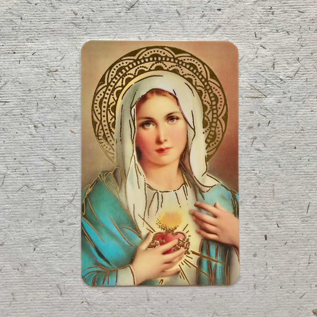 Sacred Heart of Mary Image Prayer Card With the Hail Mary Prayer / Our ...
