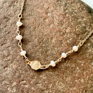 Mary Magdalene Petite Necklace with Pearls / Maria Magdalena / Marie Madeleine / Wisdom / Patron Saint / Apostle / Ave Magdalena / Dainty