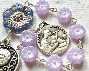 Flower Moon - Mary Magdalene 7 Bead Chaplet: Rosary, Maria Magdalena, Herbalist, Plant Spirit