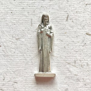 St Benedict Mini Statuette / Very Small Figurine / Patron Saint / Benedictus / Christian Gift / Pocket Token / Friar / Abbot / Monasticism