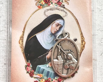 St Rita of Cascia Medal with Holy Image / Loneliness / Patron Saint / Holy/  Christian / Prayerful / Devotion