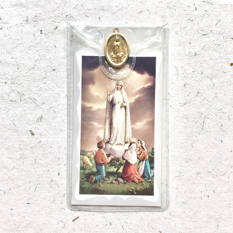 Our Lady of Fatima Prayer Card With Medal / Religious Gift / Holy ...