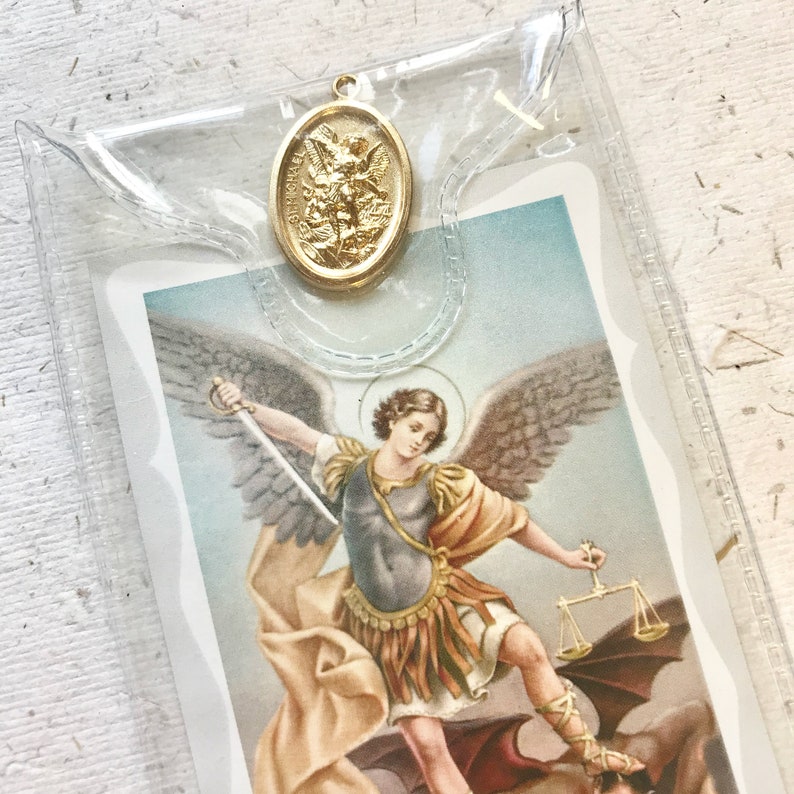 Saint Michael the Archangel Prayer Card With Medal / Prayer / Devotion ...