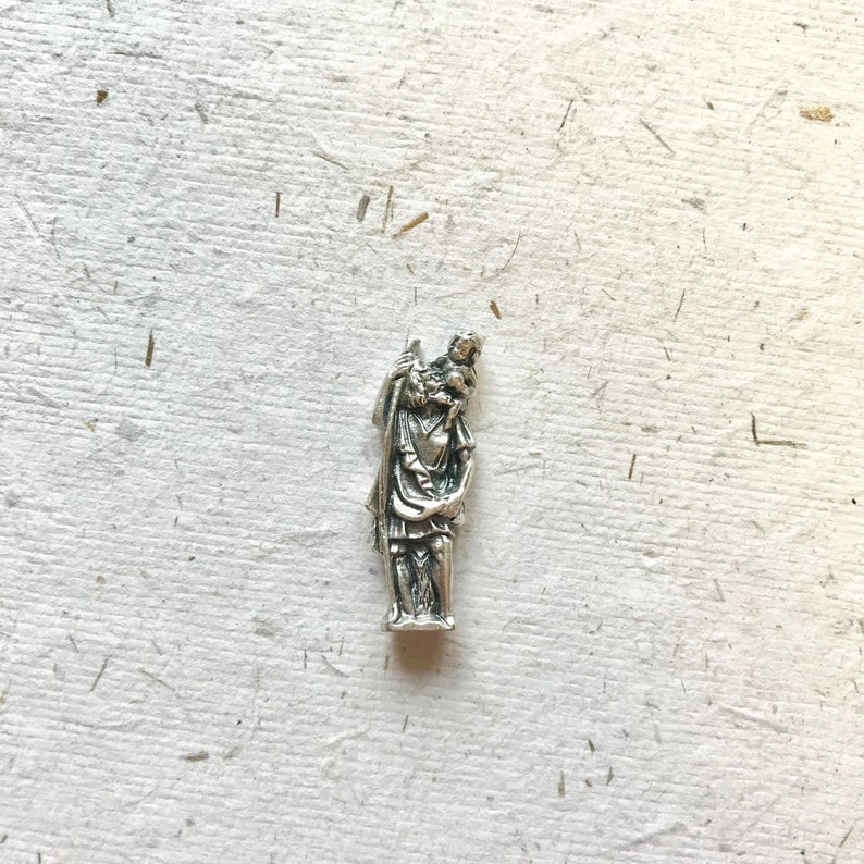 St Christopher Miniature Statuette / Very Small Figurine / Patron Saint ...