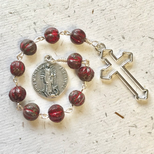 St Michael Single Decade Chaplet / Rosary / Archangel Michael / Angel of God / Guardian Angel / Enochian / St Michel Archange / Ave Beads