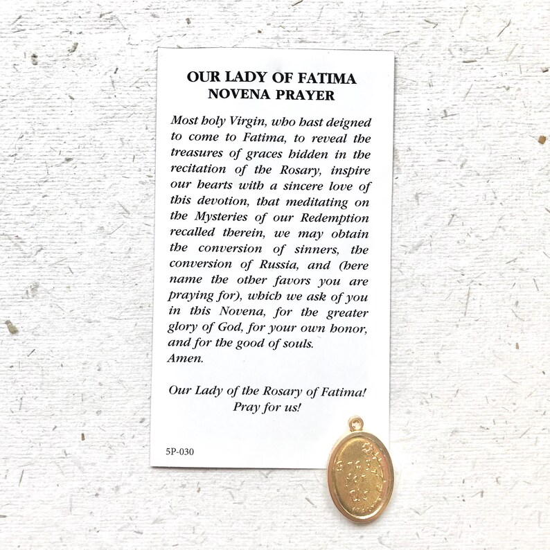 Our Lady of Fatima Prayer Card With Medal / Religious Gift / Holy ...