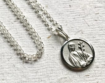 Saint Catherine of Siena Sterling Silver Necklace: Christian Mystic, Patron Saint Medal, St Caterina
