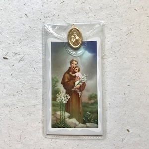Carte de prière de saint Antoine de Padoue avec médaille / prière sans faille à saint Antoine / saint Antoine / saint patron / priant / dévotion / chrétien