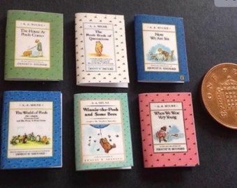 Miniature Winnie the Pooh Books x 6.  1:12 for dolls house