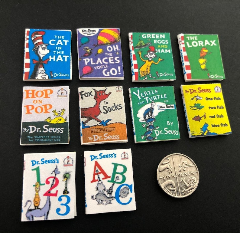 Miniature Dr Seuss Books X 10. 112 for Dolls House.