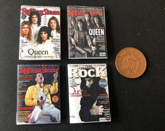 Queen and Freddie Mercury Miniature magazines A x 4  1:12  scale for dolls house