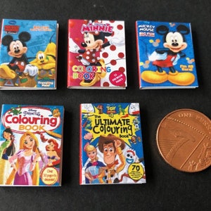 Miniature Disney Colouring Books B x 5.  1:12 for dolls house