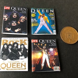 Queen and Freddie Mercury Miniature Magazines B x 4  1:12  scale for dolls house