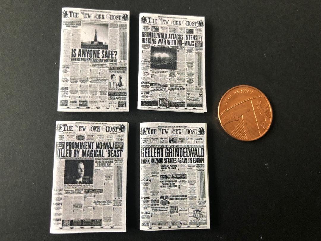 Miniature Fantastic Beasts the Daily Ghost Newspapers F X 4. 1:12 for ...