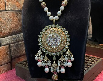 Kundan Meenakari Necklace with Earrings: Jaipur Indian Jewelry