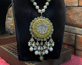 Kundan Meenakari Necklace with Earrings: Jaipur Indian Jewelry
