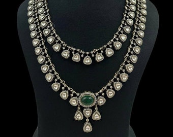 Green kundan Polki and Cz Stone Necklace/ Indian Jewelry/ Pakistani Jewelry/Indian Necklace/ Indian Choker/ Indian Wedding Necklace/ Kundan