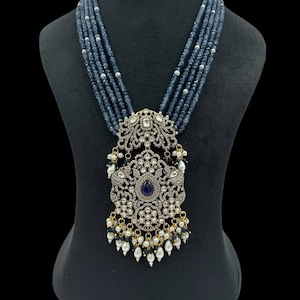 Blue Sapphire Kundan Necklace: Victorian Indian Jewelry