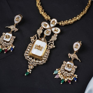 Kundan Polki CZ Stone Necklace: Indian Wedding Jewelry