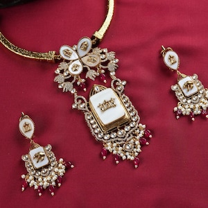 Kundan Polki CZ Stone Necklace: Indian Wedding Jewelry