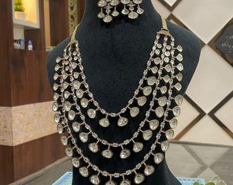 Emerald Green Polki Necklace Set: Indian Bridal Jewelry