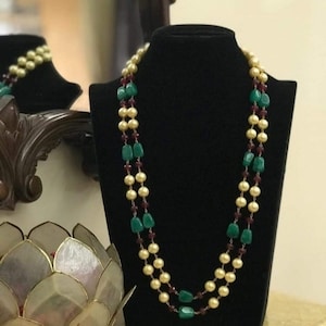 Green and Red color Necklace set, kundan Jewelry, Necklace with earrings, Indian jewelry, Victorian  jewelry, Bollywood Necklace, Wedding