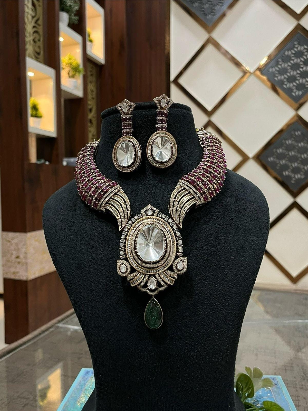 Indiamart Silver Necklace Earring Set Handmade Thread Silver